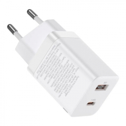 �������� ������� Baseus 1xUSB-C 30W + 1xUSB white (CCSUPP-E02)