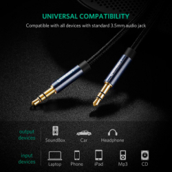 ������ �������������� 3.5mm M to 3.5mm M 0.5m 90� corner AV112 blue Ugreen (60178) - �������� 2