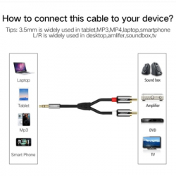 Кабель мультимедійний 3.5mm M to 2xRCA M 2.0m AV116 black Ugreen (10584) - Картинка 4