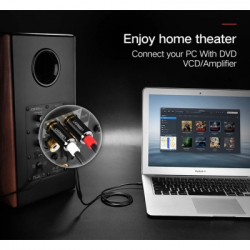 Кабель мультимедійний 3.5mm M to 2xRCA M 2.0m AV116 black Ugreen (10584) - Картинка 7