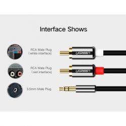 ������ ������������� 3.5mm M to 2xRCA M 5.0m AV116 black Ugreen (10591) - �������� 10