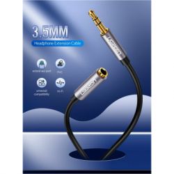 Кабель мультимедійний 3.5mm M to 3.5mm F 1.5m AV118 gray Ugreen (10593) - Картинка 3