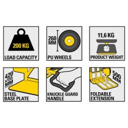Тележка грузовая Stanley до 200 кг, размер платформы 42х15,5 см, вес 11,6 к (SXWT-HT535) - Картинка 3