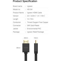 ������ ������������� HDMI M to HDMI M 1.5m HD104 black Ugreen (60820) - �������� 5