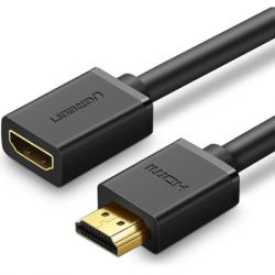 Кабель мультимедійний HDMI M to HDMI F 1.0m HD107 black Ugreen (10141) - Картинка 2