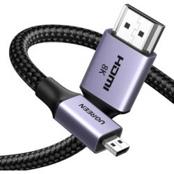 Кабель мультимедійний HDMI M to HDMI micro M 1.0m V2.1 8K60Hz HD164 black Ugreen (15516) - Картинка 2