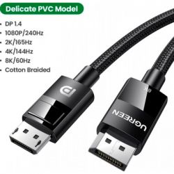 Кабель мультимедійний DisplayPort M to DisplayPort M 1.0m V1.4 braided DP114 black Ugreen (80390) - Картинка 3