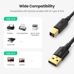 Кабель для принтера USB 2.0 AM/BM 5.0m US135 black Ugreen (10352) - Картинка 5