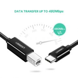 Кабель для принтера USB-C 2.0 to BM 2.0m US241 black Ugreen (50446) - Картинка 4