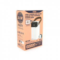 ������� ������������� Remax 60000mAh, 22.5W, PD+QC, 2*USB+Type-C+Lightning, Black/White (RPP-565) - �������� 5