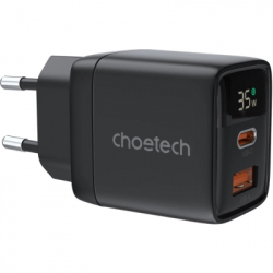 �������� ������� Choetech 1xUSB + 1xUSB-C PD35W with display black (PD6052-EU-BK)