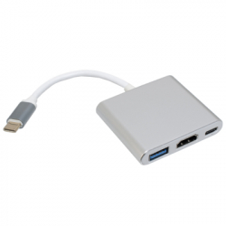 ������������ Patron USB-C to HDMI + USB 3.0 + USB-C 0.1m black (ADAPT-PN-TYPE-C-HUB)