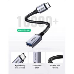 Переходник OTG USB 3.0 AF to USB-C 0.1m US378 black Ugreen (70889) - Картинка 3
