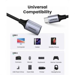 Переходник OTG USB 3.0 AF to USB-C 0.1m US378 black Ugreen (70889) - Картинка 4
