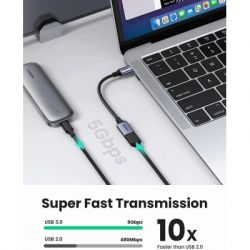 Переходник OTG USB 3.0 AF to USB-C 0.1m US378 black Ugreen (70889) - Картинка 5