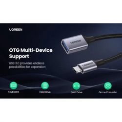 Переходник OTG USB 3.0 AF to USB-C 0.1m US378 black Ugreen (70889) - Картинка 9