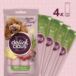 Лакомство для собак Delickcious говядина с добавлением сыра и спаржи 4х15 г (4820269145429) - Картинка 3