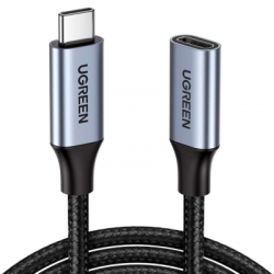 ���� ������ USB-C M/F 0.5m 5A USB 3.1 Gen2 10Gbps black UGREEN (80810)