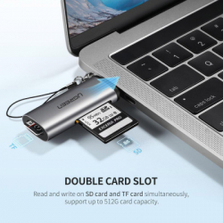 ��������� ����������� ����-���� UGREEN USB Type-C 3.1 to TF/SD CM184 Gray (50704) - �������� 2