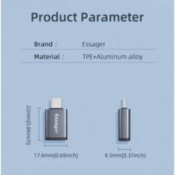���������� OTG USB 3.0 AF to USB-C M gray Essager (EZJAC-SRA0G) - �������� 8