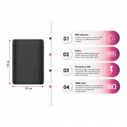 Батарея універсальна TheGeneral 10000mah Hardeol, QC/3.0/18W (40012419-01) - Картинка 4