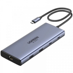 - UGREEN Dock CM639 USB3.2 Type-C --> HDMIx2, 60Hz/2xUSB-A/2xUSB-C 3.2/ RJ45/SD/TF/PD 100W (45380)