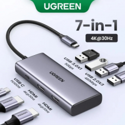 ����-���������� Ugreen Dock CM498 USB 3.0 Type-C -> 1�USB-A 3.0/3�USB-A 2.0/2xHDMI 4K 30�� PD (35897) - �������� 5