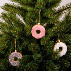 Елочная игрушка Chomik пластикові Пончики 3 шт, 8см, білі (5901292677169_2) - Картинка 2