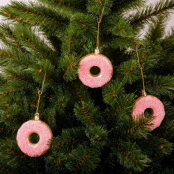 Елочная игрушка Chomik пластикові Пончики 3 шт, 8см, рожеві (5901292677169_3) - Картинка 3