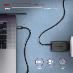 Дата кабель USB-C to USB-C 2.0m USB 3.2 Gen 2 PD 100W 5A 4K black AXAGON (BUCM32-CM20AB) - Картинка 6