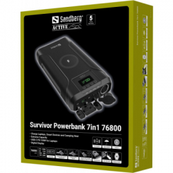 Батарея универсальная Sandberg 76800mAh Survivor 7in1 DC/91W, PD/100W, Cigar Lighter/120W, QI-15W, power-through (421-15) - Картинка 6