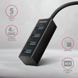 ������������ AXAGON USB 3.1 to 4xUSB 3.0 1.2m black (HUE-M1AL) - �������� 2