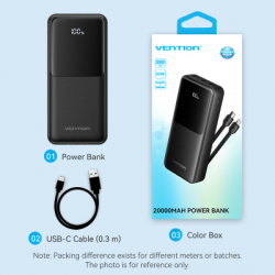 ������� ������������ Vention 20000 mAh 22.5W with Built-in USB-C and Lightning Cables (FHPB0) - �������� 12