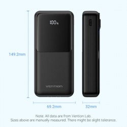 ������� ������������ Vention 20000 mAh 22.5W with Built-in USB-C and Lightning Cables (FHPB0) - �������� 2