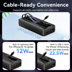 ������� ������������ Vention 20000 mAh 22.5W with Built-in USB-C and Lightning Cables (FHPB0) - �������� 3