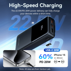 ������� ������������ Vention 20000 mAh 22.5W with Built-in USB-C and Lightning Cables (FHPB0) - �������� 9