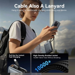 Батарея універсальна Vention 20000 mAh 45W Mini with Built-in USB-C Cable Gray (FHGH0) - Картинка 4