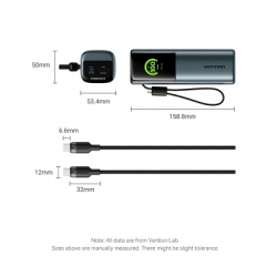 ������� ������������ Vention 20000 mAh 165W Gray TFT Display Type (FKFH0) - �������� 3