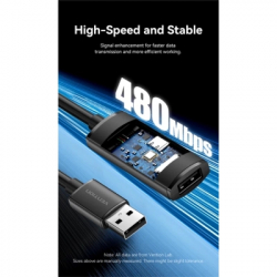 Дата кабель USB 2.0 AM/AF 30.0m Active black Vention (CBKBT) - Картинка 3