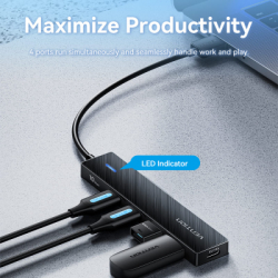 ������������ Vention USB to 4xUSB 3.2 Gen2 + USB-C 10Gbps 0.15m black (CHOBB) - �������� 4