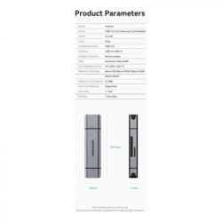 ��������� ����������� ����-���� Vention USB 3.0 AM/USB-C to SD+TF Gray Dual Drive Letter Aluminum Alloy (CLLH0) - �������� 4