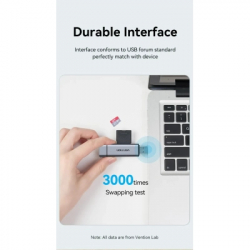 ��������� ����������� ����-���� Vention USB 3.0 AM/USB-C to SD+TF Gray Dual Drive Letter Aluminum Alloy (CLLH0) - �������� 7