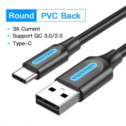 ���� ������ USB 2.0 AM to USB-C 1.0m 3A black Vention (COKBF) - �������� 2