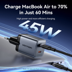 �������� ������� Vention 2xUSB-C PD45W GaN gray (FCDH0-EU) - �������� 6
