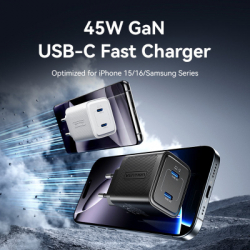 �������� ������� Vention 2xUSB-C PD45W GaN transparent white (FCFW0-EU) - �������� 2