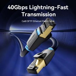 Патч-корд 1м, S/FTP cat 8 RJ-45 black Vention (IKABF) - Картинка 2