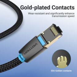 Патч-корд 0.5м, S/FTP cat 8 RJ-45 COPPER black Vention (IKGBD) - Картинка 7