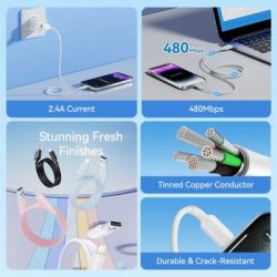 ���� ������ USB 2.0 AM to Lightning 1.0m 2.4A black Vention (LAMBF) - �������� 3