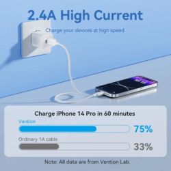 ���� ������ USB 2.0 AM to Lightning 1.0m 2.4A black Vention (LAMBF) - �������� 5