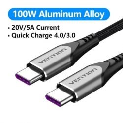 ���� ������ USB-C to USB-C 1.0m 5A aluminum gray Vention (TAEHF)